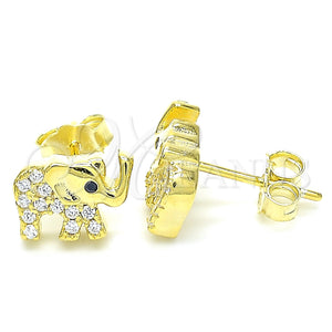 Sterling Silver Ring — Stud Earring Elephant Design with White Cubic Zirconia — main product view — SKU 130439 | Plata 925 anillo — Stud Earring Elephant diseño with blanco Cubic Zirconia — SKU 130439