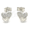 Sterling Silver Stud Earring, Heart Design, with White Micro Pave, Polished, Rhodium Finish, 02.336.0139 for wholesale, additional product view 3