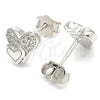 Sterling Silver Stud Earring, Heart Design, with White Micro Pave, Polished, Rhodium Finish, 02.336.0139 for wholesale, additional product view 4