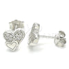 Sterling Silver Stud Earring, Heart Design, with White Micro Pave, Polished, Rhodium Finish, 02.336.0139 for wholesale, main product view
