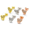 Sterling Silver Stud Earring, Heart Design, with White Micro Pave, Polished, Rose Gold Finish, 02.336.0139.1