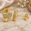 Sterling Silver Stud Earring, Heart Design, with White Micro Pave, Polished, Golden Finish, 02.336.0139.2