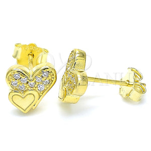 Sterling Silver Ring — Stud Earring Heart Design with White Micro Pave — main product view — SKU 130442 | Plata 925 anillo — Stud Earring corazón diseño with blanco Micro Pave — SKU 130442