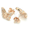 Sterling Silver Stud Earring, Butterfly Design, with White Micro Pave, Polished, Rose Gold Finish, 02.336.0141.1