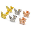 Sterling Silver Stud Earring, Butterfly Design, with White Micro Pave, Polished, Rose Gold Finish, 02.336.0141.1