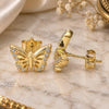 Sterling Silver Stud Earring, Butterfly Design, with White Micro Pave, Polished, Golden Finish, 02.336.0141.2