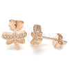 Sterling Silver Stud Earring, Dragon-Fly Design, with White Micro Pave, Polished, Rose Gold Finish, 02.336.0142.1
