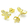 Sterling Silver Stud Earring, Dragon-Fly Design, with White Micro Pave, Polished, Golden Finish, 02.336.0142.2