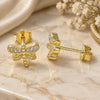 Sterling Silver Stud Earring, Dragon-Fly Design, with White Micro Pave, Polished, Golden Finish, 02.336.0142.2