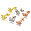 Sterling Silver Stud Earring, Dragon-Fly Design, with White Micro Pave, Polished, Golden Finish, 02.336.0142.2