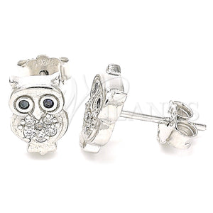 Sterling Silver Ring — Stud Earring Owl Design with White and Black — main product view — SKU 130452 | Plata 925 anillo — Stud Earring Owl diseño with blanco and negro — SKU 130452