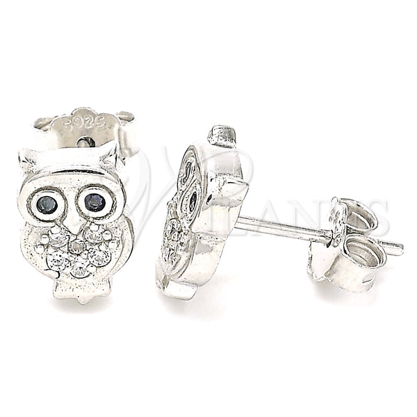 Sterling Silver Ring — Stud Earring Owl Design with White and Black — main product view — SKU 130452 | Plata 925 anillo — Stud Earring Owl diseño with blanco and negro — SKU 130452