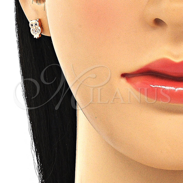 Sterling Silver Ring — Stud Earring Owl Design with White and Black — alternate product view — SKU 130453 | Plata 925 anillo — Stud Earring Owl diseño with blanco and negro — SKU 130453
