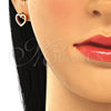 Sterling Silver Stud Earring, Heart Design, with White Cubic Zirconia, Polished, Rose Gold Finish, 02.336.0027.1