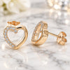 Sterling Silver Stud Earring, Heart Design, with White Cubic Zirconia, Polished, Rose Gold Finish, 02.336.0027.1