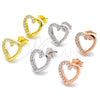 Sterling Silver Stud Earring, Heart Design, with White Cubic Zirconia, Polished, Rose Gold Finish, 02.336.0027.1