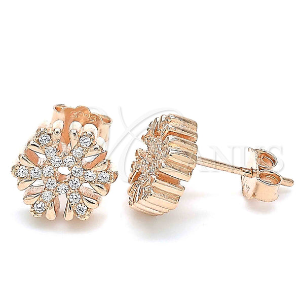 Sterling Silver Ring — Stud Earring with White Cubic Zirconia Polished Rose — main product view — SKU 130458 | Plata 925 anillo — Stud Earring with blanco Cubic Zirconia pulido Rose — SKU 130458