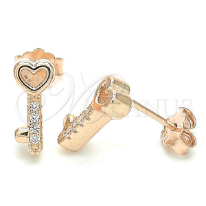 Sterling Silver Ring — Stud Earring key Design with White Cubic Zirconia — main product view — SKU 130461 | Plata 925 anillo — Stud Earring key diseño with blanco Cubic Zirconia — SKU 130461