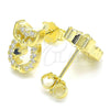 Sterling Silver Stud Earring, Owl Design, with White and Black Micro Pave, Polished, Golden Finish, 02.336.0146.2