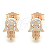Sterling Silver Stud Earring, Hand of God Design, with White Micro Pave, Polished, Rose Gold Finish, 02.336.0147.1