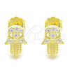 Sterling Silver Stud Earring, Judaica and Hand of God Design, with White Micro Pave, Polished, Golden Finish, 02.336.0147.2