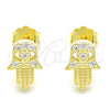 Sterling Silver Stud Earring, Hand of God Design, with White Micro Pave, Polished, Golden Finish, 02.336.0147.2