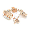 Sterling Silver Stud Earring, Crown Design, with White Cubic Zirconia, Polished, Rose Gold Finish, 02.336.0148.1