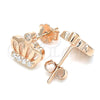 Sterling Silver Stud Earring, Crown Design, with White Cubic Zirconia, Polished, Rose Gold Finish, 02.336.0148.1