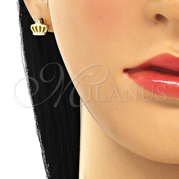 Sterling Silver Ring — Stud Earring Crown Design with White Cubic Zirconia — alternate product view — SKU 130471 | Plata 925 anillo — Stud Earring Crown diseño with blanco Cubic Zirconia — SKU 130471