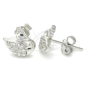 Sterling Silver Ring — Stud Earring Swan Design with Black and White — main product view — SKU 130472 | Plata 925 anillo — Stud Earring Swan diseño with negro and blanco — SKU 130472