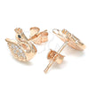 Sterling Silver Stud Earring, Swan Design, with Black and White Cubic Zirconia, Polished, Rose Gold Finish, 02.336.0149.1