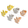 Sterling Silver Stud Earring, Swan Design, with Black and White Cubic Zirconia, Polished, Rose Gold Finish, 02.336.0149.1