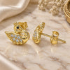 Sterling Silver Stud Earring, Swan Design, with Black and White Cubic Zirconia, Polished, Golden Finish, 02.336.0149.2