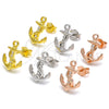 Sterling Silver Stud Earring, Anchor Design, with White Cubic Zirconia, Polished, Rose Gold Finish, 02.336.0150.1