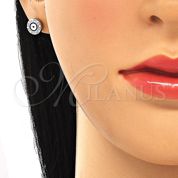 Sterling Silver Ring — Stud Earring Evil Eye Design with White Micro — alternate product view — SKU 130480 | Plata 925 anillo — Stud Earring Evil Eye diseño with blanco Micro — SKU 130480