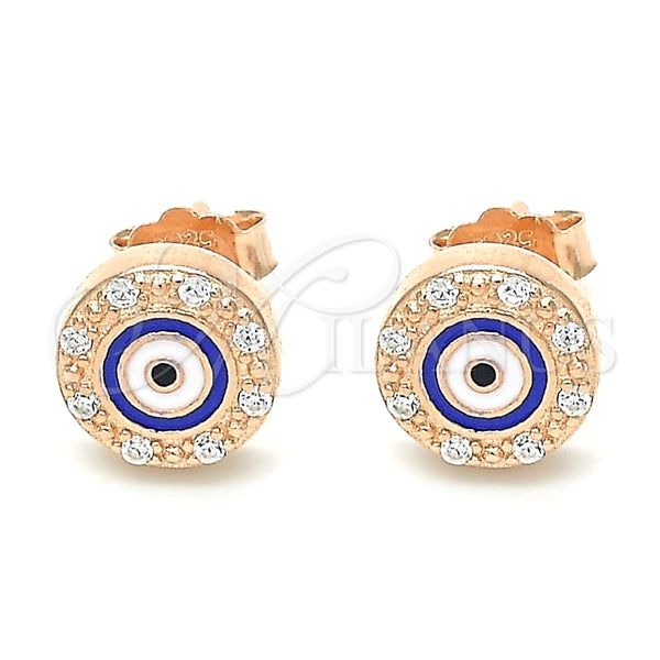Sterling Silver Ring — Stud Earring Evil Eye Design with White Micro — alternate product view — SKU 130481 | Plata 925 anillo — Stud Earring Evil Eye diseño with blanco Micro — SKU 130481