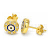 Sterling Silver Stud Earring, Evil Eye Design, with White Micro Pave, Blue Enamel Finish, Golden Finish, 02.336.0151.2