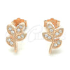 Sterling Silver Stud Earring, Leaf Design, with White Cubic Zirconia, Polished, Rose Gold Finish, 02.336.0153.1