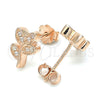 Sterling Silver Stud Earring, Leaf Design, with White Cubic Zirconia, Polished, Rose Gold Finish, 02.336.0153.1