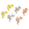 Sterling Silver Stud Earring, Leaf Design, with White Cubic Zirconia, Polished, Rose Gold Finish, 02.336.0153.1