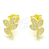 Sterling Silver Stud Earring, Leaf Design, with White Cubic Zirconia, Polished, Golden Finish, 02.336.0153.2