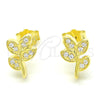Sterling Silver Stud Earring, Leaf Design, with White Cubic Zirconia, Polished, Golden Finish, 02.336.0153.2