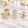 Sterling Silver Stud Earring, Elephant Design, with White and Black Micro Pave, Polished, Rose Gold Finish, 02.336.0030.1