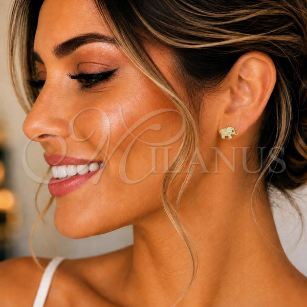 Sterling Silver Ring — Stud Earring Elephant Design with White and Black — alternate product view — SKU 130494 | Plata 925 anillo — Stud Earring Elephant diseño with blanco and negro — SKU 130494