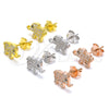 Sterling Silver Stud Earring, Elephant Design, with White and Black Micro Pave, Polished, Golden Finish, 02.336.0030.2