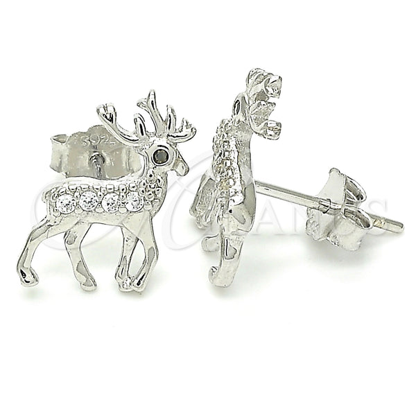 Sterling Silver Ring — Stud Earring Deer Design with Black and White — main product view — SKU 130501 | Plata 925 anillo — Stud Earring Deer diseño with negro and blanco — SKU 130501