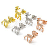 Sterling Silver Stud Earring, Deer Design, with Black and White Micro Pave, Polished, Rhodium Finish, 02.336.0158