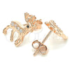 Sterling Silver Stud Earring, Deer Design, with Black and White Micro Pave, Polished, Rose Gold Finish, 02.336.0158.1