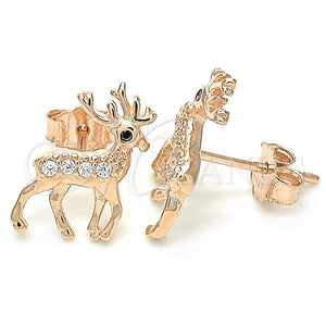 Sterling Silver Ring — Stud Earring Deer Design with Black and White — main product view — SKU 130502 | Plata 925 anillo — Stud Earring Deer diseño with negro and blanco — SKU 130502
