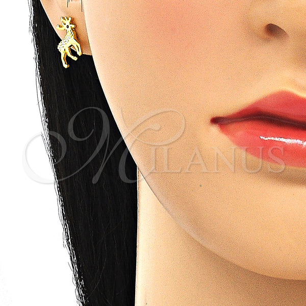 Sterling Silver Ring — Stud Earring Deer Design with Black and White — alternate product view — SKU 130503 | Plata 925 anillo — Stud Earring Deer diseño with negro and blanco — SKU 130503